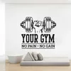 Nome personalizzato Palestra Bodybuilding No Pain No Gain Adesivo da parete Allenamento Fitness Crossfit Citazione ispiratrice Adesivo Decorare 210615276U