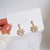 Gold Plated Dainty Korean Daisy Sunflower Earrings For Women Bling AAA Zircon Flower Dangle Earrings Wedding Jewelry Bijoux Gift