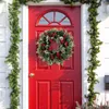 Decorative Flowers Simulation Hanging Wall Red Christmas Door Fruit Plastic Decoration Wreath With Lights Garden Gnomes