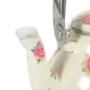 Geschirr-Sets, Emaille-Wasserkocher, exquisite Blumenmuster-Teekanne mit Griff und Siebmacher