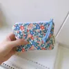 Sacs à cosmétiques Mini sac de maquillage en coton, petite fermeture éclair, organisateur intérieur de fleurs pour femmes et enfants, petits porte-monnaie en tissu, portefeuilles