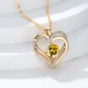 Collier de pierre de naissance femme or Rose pierre de naissance amour collier pendentif serti de diamant coeur collier collier