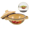 Dinnerware Sets Lidded Soup Bowl Small With Cover Enamel Steamed Egg Container