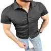 Camisas casuales para hombres camisa para hombres transpirables ajustes de ajuste delgado con cuello giratorio diseño de un solo pecho