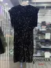 Kondala sexy preto lantejoulas festa mini vestido feminino o pescoço tanque bainha clube de noite vestido moda elegante vestido de alta qualidade 240106