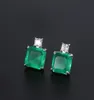 Fashion HuiSept Luxury Earrings for Women Wedding Engagement 925 Sterling Silver Jewelry Accessory Square Emerald Gemstone Stud E5827077