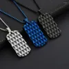 Pendentif Colliers Mode Blue Rhombus Hommes Collier Dog Tag Acier inoxydable Charm Boy Bijoux