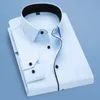 Preto e branco retalhos camisa de manga longa camisa de algodão de escritório de negócios masculino céu azul fino ajuste camisa/chemise S-5XL 240106