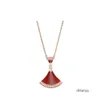 Designer Necklace High version New little skirt Female Scalloped white fritillaria carnelian full diamond double pendant clavicle chain