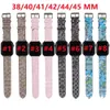 Leather Watch Bands for Apple Watch Strap 7 6 5 4 3 Series Iwatch 41mm 45mm 44mm 40mm Classic Brown Flower Soft Wristband Luxury Designer
