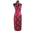 Ubranie etniczne seksowne burgundowe plecy tradycyjna chińska sukienka długa kantar cheongsam qipao nowość kostium S m l xl xxl xxxl