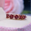 Cluster Rings Luxury Natural Garnet Gemstone 4 4mm Ring For Wedding Dating Lady Gift S925 Silver With Rose Gold Plating