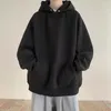 Herrtröjor ull män mode casual hooded tröja streetwear koreanska lösa pullover mens fasta färgficka huvtröja