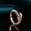 BVLGAERRI BAND DESIGNER RINGHI MOSANG SHIBAO GOLDO ROSE GOLDO ROSE Diamond Diassista Open Snake Designer Ring 925 Pure Pure Silver Placted non femmina non femmina