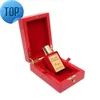 Bottiglia di profumo in scatola di legno con verniciatura a pianoforte rossa lucida dal design personalizzato in oro di lusso, confezione da 30 ml, scatola vuota per imballaggio di profumo in legno