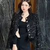 Xiaoxiang Maje – manteau court noir pour femmes, automne/hiver, paillettes, industrie lourde, plumes, pompon, haut en Tweed épais, 2024