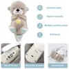 Breathing Otter Teddy Plush Toys born Sensory Enlightenment Sound Light Soothing Sleeping Plushie Baby Stuffed Fun 240106