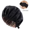 Ny satinhårmössa för att sova osynligt platt imitation Silk Round Haircare Women Headwear Ceremony Justering Button Night Hat