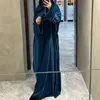 Etniska kläder 2 stycken Abaya muslimska kvinnor öppnar kimono inre maxi klänning set kalkon kaftan aaab mantel jalabiya dubai kaftan eid parti ramadan