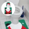 Tapis de bain Couverture de toilette de Noël Protecteur de couvercle pour tapis de sol décoratif Tapis de Noël antidérapant Polyester
