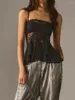 Women's Tanks Fashion Womens Slim Lace Cami Tops Mesh Sheer Spaghetti Strap Vest Layered Hem Cropped Camisole Skin Friendly