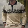 Мужские поло 2024, весенне-осенняя внешняя торговля, рубашка-поло с длинным рукавом, футболка на молнии соответствующего цвета, роскошный топ с лацканами для отдыха