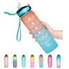 1000 ml dégradé de couleur ouverture en un clic couvercle à ressort rabattable 32 OZ bouteille d'eau de sport de plein air de remise en forme de motivation avec marqueur de temps 9125489