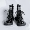 Stiefel Stilvolle Leder Motorrad Für Männer Schwarz Plattform Mode Knöchel All-match High Top Schuhe Casual Herren Turnschuhe