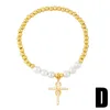 Bracelets de charme Plaqué or Perles Lune Étoile pour femmes Cuivre CZ Cristal Croix Simple Bijoux Cadeaux Brtb72