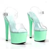 Sandals LAIJIANJINXIA 17CM/7Inch PVC Upper Sexy Exotic Women Platform Fashion High Heels Pole Dancing Shoes 082