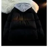Manteau en coton faux deux pièces brodé de lettres pour hommes, veste d'hiver à capuche ample et polyvalente pour Couple rétro américain, 240106