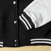 College-Jacke mit Buchstaben-Print, lässige Jacke mit Knöpfen im Farbblock-Design für Herren, für Herbst/Winter, Schule, Baseball 240106