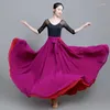 Stage Wear Espagnol Flamenco Gypsy Lady Jupe Danse Pratique Femmes Deux Couleurs Des Deux Côtés Laçage Longue Grande Performance Swing