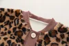 2 PZ Cute Baby Ragazzi Ragazze Velluto Caldo Primavera Autunno Inverno Copre Gli Insiemi Bambini Capretti di Spessore Leopardo Cappotto Abiti 240106