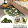 Tapis petites plantes fraîches fleur flocage tapis cool antidérapant chambre chevet résistant à la saleté absorbant l'eau floqué salon