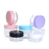 Storage Bottles 50pcs Skincare Cream Jar Round Small Plastic Boxes Blue Pink Black White Lid Cosmetic Pots Empty Clear Containers