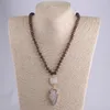 Hänghalsband humörpc mode bohemian tribal rustik lödad hantverkare smycken brun kristall glas pärlor knutna sexig läpp charm halsband