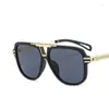 Sonnenbrille 2024 Mode Coole Männer Fahren Brille Goggle Sommer Stil Farbverlauf Braun Vintage Pilot Sun Punk Oculos de So