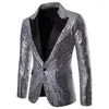 Men's Suits Shiny Gold Sequin Glitter Embellished Blazer Jacket Men Nightclub Prom Suit Male Costume Homme Stage Clothes For Singers