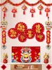 Party Decoration Chinese Year Set Spring Festival Paper Fan Latte Bakgrund Vägg hängande 2024