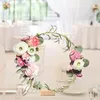 Dekorativa blommor 10st 12in Metal Floral Hoop Centerpiece With Stand for Table Macrame Gold Wreath Ring Decorations