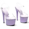 Sandals LAIJIANJINXIA 17CM/7Inch PVC Upper Sexy Exotic Women Platform Fashion High Heels Pole Dancing Shoes 082