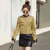 Petite veste en cuir pour femmes, Chic, élégante, mode, col montant, taille large, manteau court fendu, printemps automne