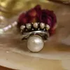 Küme halkaları huitan antika taklidi inci parmak yüzüğü kadınlar için kişilik y2k kız aksesuarları iki ton metal vintage mücevher partisi