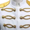 Men's Suits White Steampunk Gothic Blazer Jacket Men Military Marching Band Drummer Music Festival Parade Costume