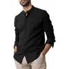 Camisas casuais masculinas de manga comprida algodão linho cor sólida pacote de camisetas para homens nossa camisa mais confortável grande e alta