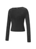 Women's T Shirts Women Ribbed Knit Long Sleeve Henley Shirt Slim Fit Half Button Basic Tee Fall Casual Scoop Neck Crop Top Streetwear