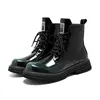 Stiefel Stilvolle Leder Motorrad Für Männer Schwarz Plattform Mode Knöchel All-match High Top Schuhe Casual Herren Turnschuhe