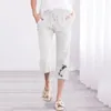 Pantaloni da donna adatti per le donne Pantaloni estivi in lino con coulisse elastica a vita alta Pantaloni dritti a gamba larga