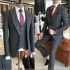 Trajes para hombres negro Slim Fit hombres 3 piezas esmoquin novio boda esmoquin Terno Masculino De Pour Hommes Blazer (chaqueta pantalones chaleco)